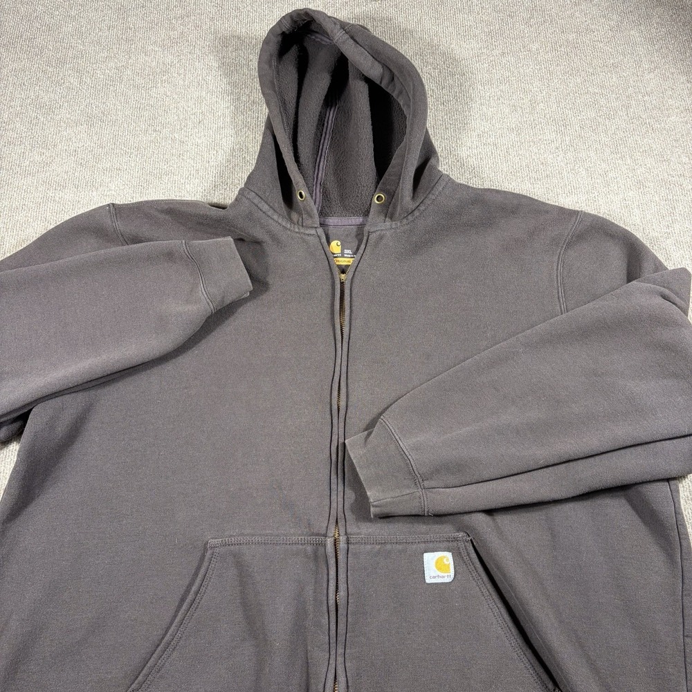 Carhartt Rain Defender Hoodie Mens 3XL Gray Thermal Lined Full Zip Workwear - Picture 1 of 8